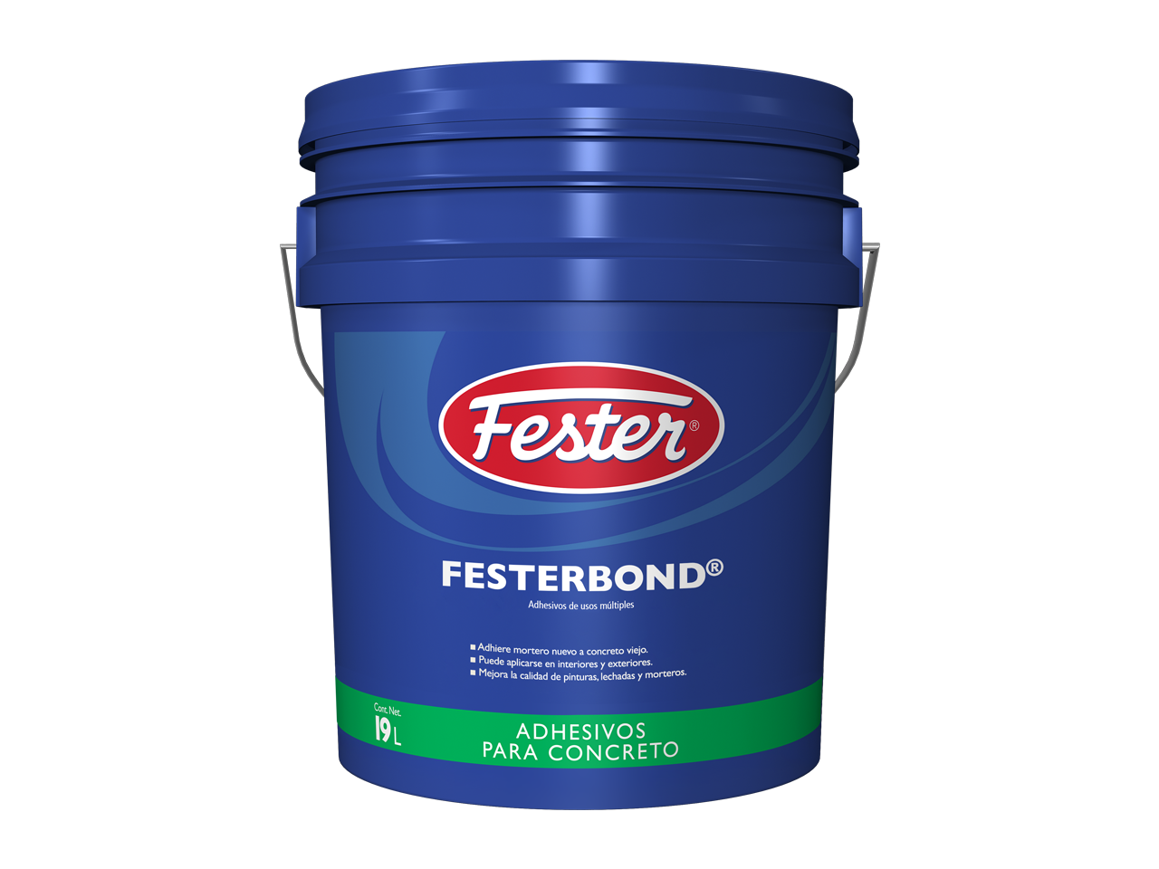 Envase de Festerbond adhesivo y promotor de adherencia. Aplicación de Festerbond en superficie de concreto. Superficie tratada con Festerbond. Detalle del adhesivo y promotor de adherencia Festerbond. Mejora de adherencia en concreto con Festerbond.