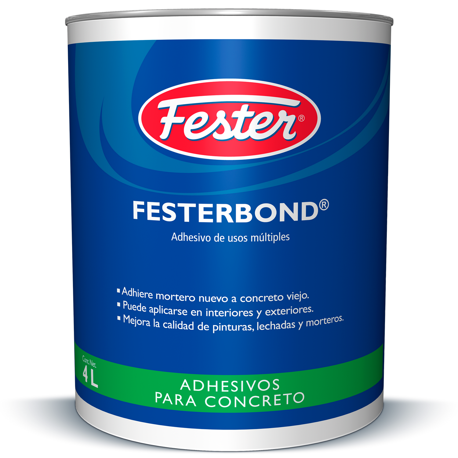 Envase de Festerbond adhesivo y promotor de adherencia. Aplicación de Festerbond en superficie de concreto. Superficie tratada con Festerbond. Detalle del adhesivo y promotor de adherencia Festerbond. Mejora de adherencia en concreto con Festerbond.