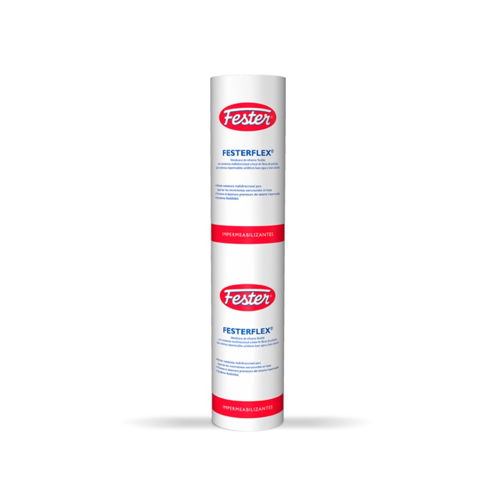 Envase de Festerflex impermeabilizante acrílico flexible. Aplicación de Festerflex en techo. Superficie protegida con Festerflex. Detalle del impermeabilizante acrílico flexible Festerflex. Protección de techos con Festerflex.